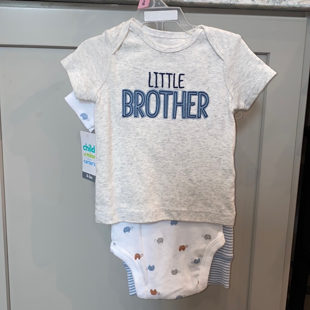 Carter’s 3-piece outfit. Little Brother shirt, onesie and pants. 0-3 months